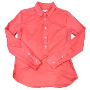 J. Crew 100% Cotton Coral Orange Pink Lightweight Button Down Placket Shirt Top